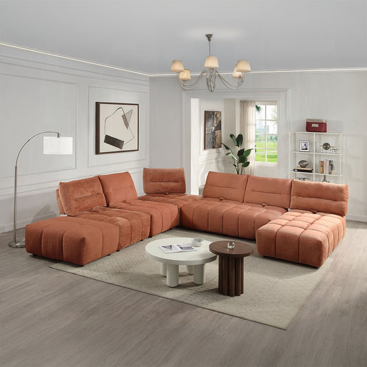 Loanna Red Linen Modular Sectional