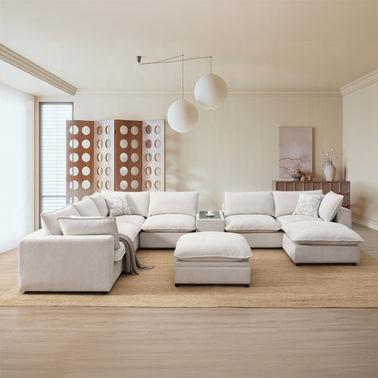 Marisa 8 Pc Modular Beige Boucle Sectional