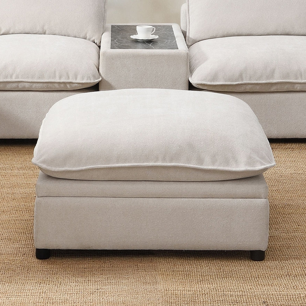 Marisa 8 Pc Modular Beige Boucle Sectional