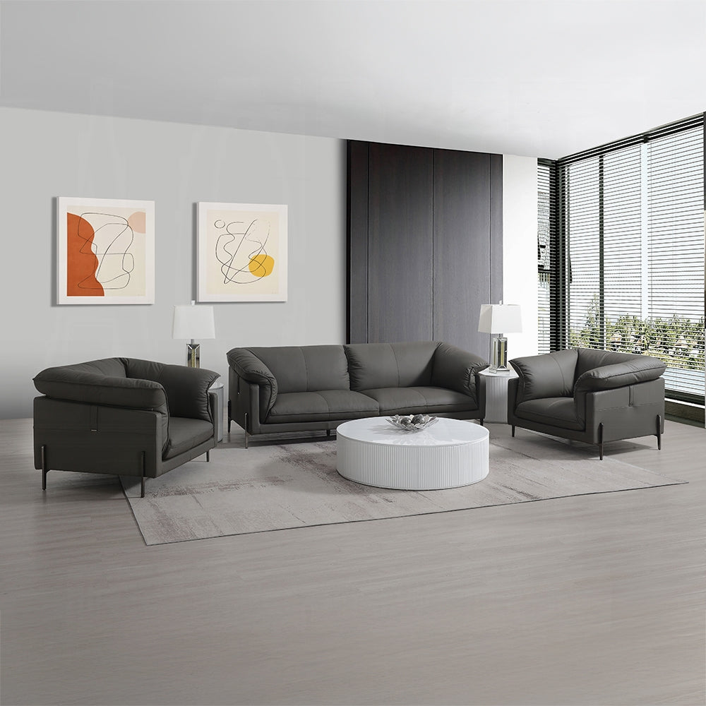 Tadi Gray Top Grain Leather Sofa Collection