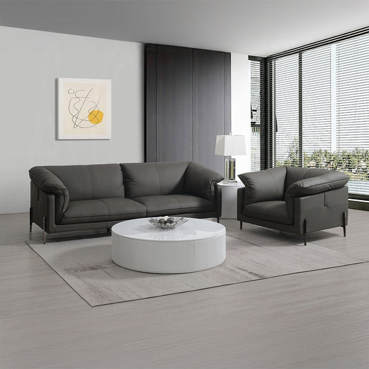 Tadi Gray Top Grain Leather Sofa Collection