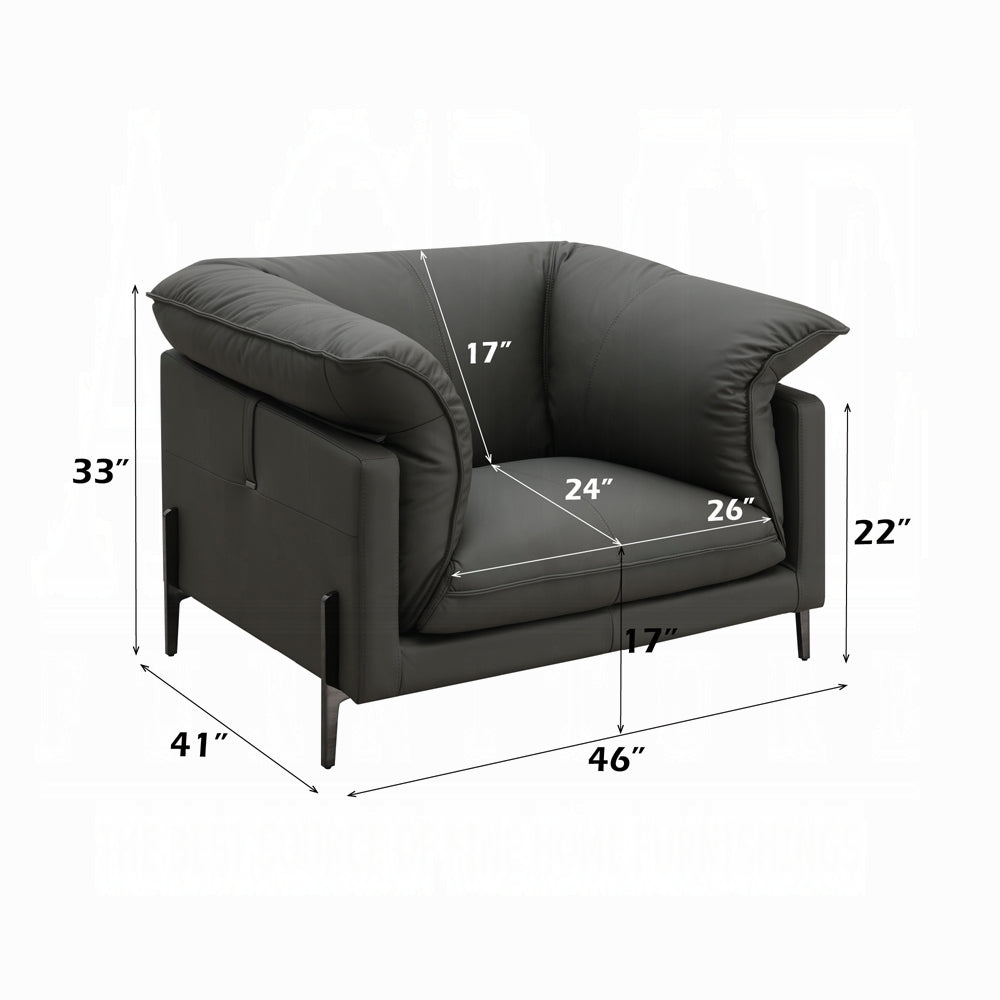 Tadi Gray Top Grain Leather Chair LV04512