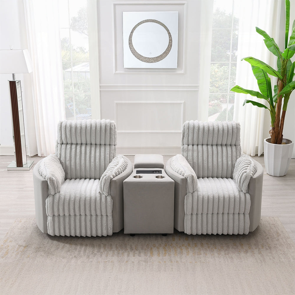 Emee Gray Corduroy 3 Pc Sectional