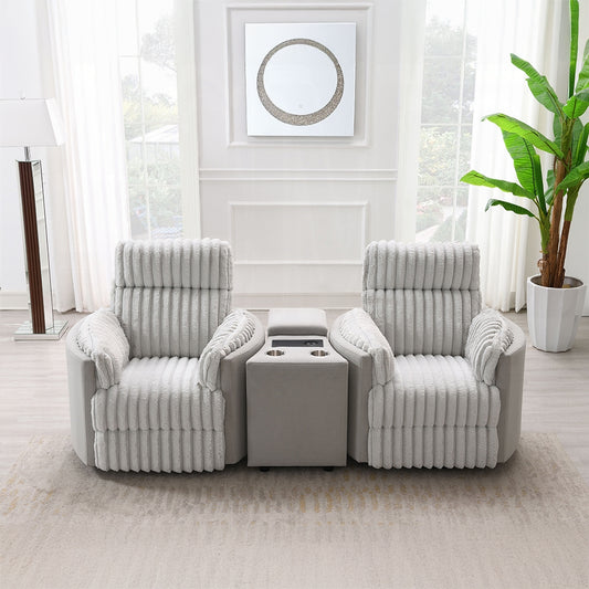 Emee Gray Corduroy 3 Pc Sectional