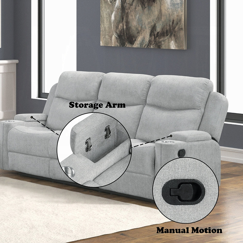 Gayla 2 Pc Beige Chenille Motion Sofa Collection