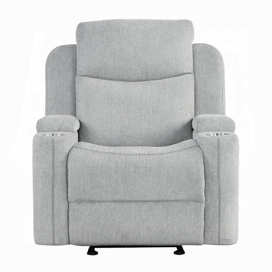 Gayla Beige Chenille Glider Recliner