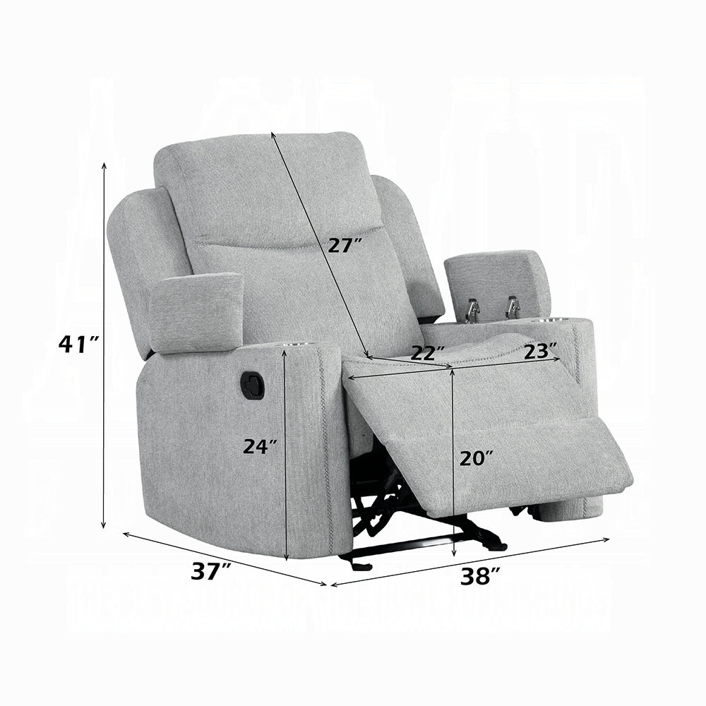 Gayla Beige Chenille Glider Recliner