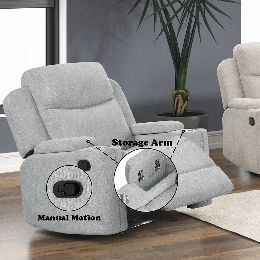 Gayla Beige Chenille Glider Recliner