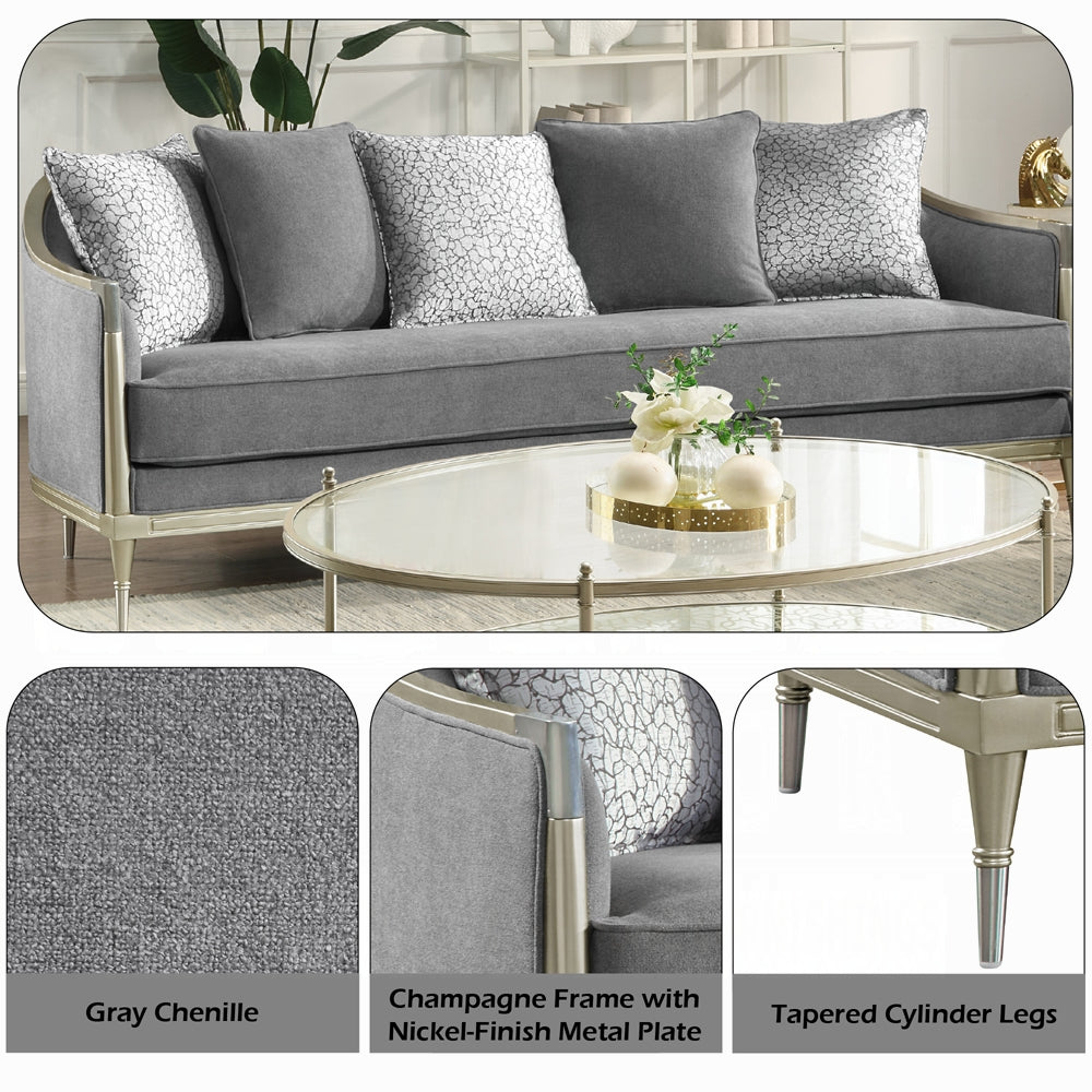 Fernando 2 Pc Gray Chenille Sofa Set
