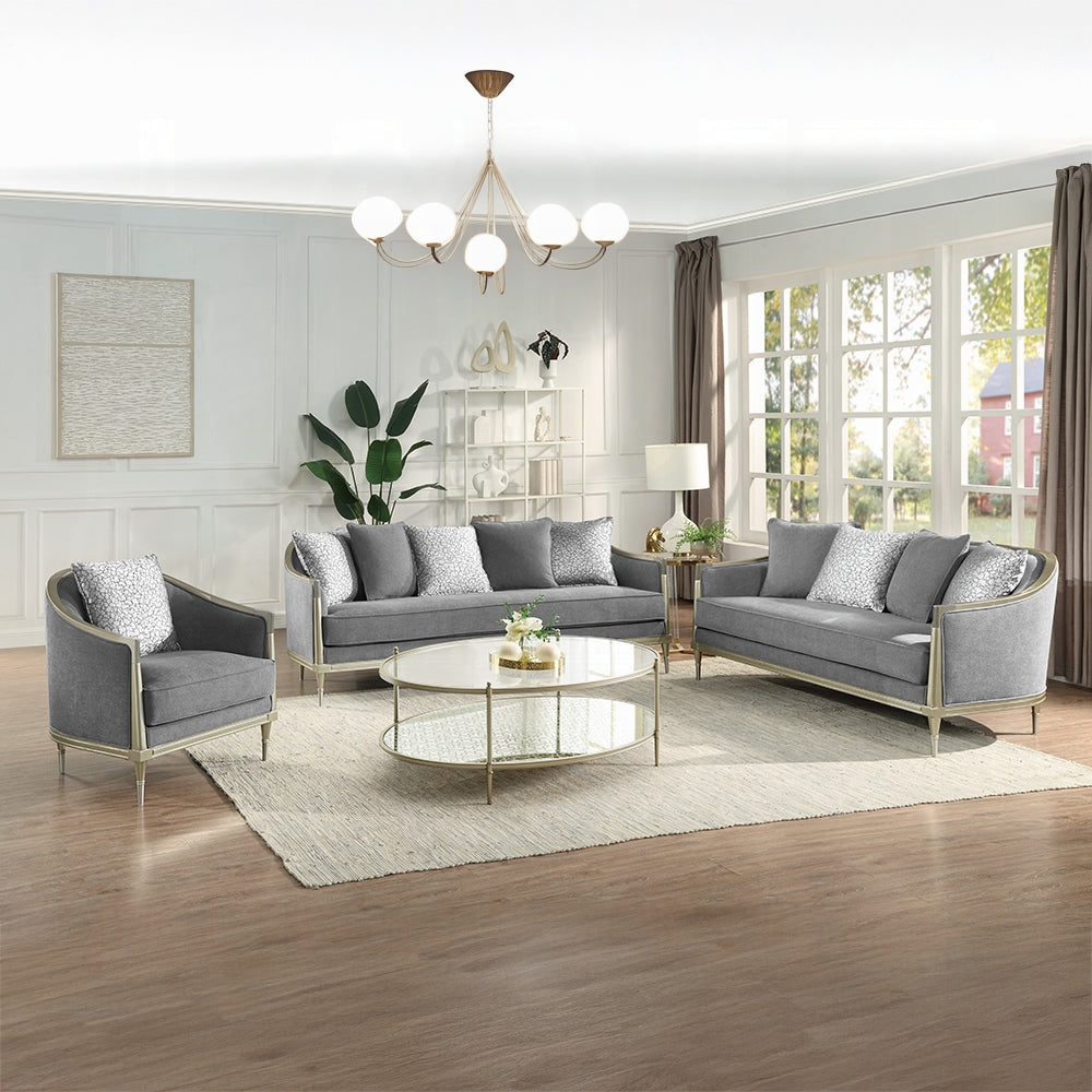 Fernando 2 Pc Gray Chenille Sofa Set
