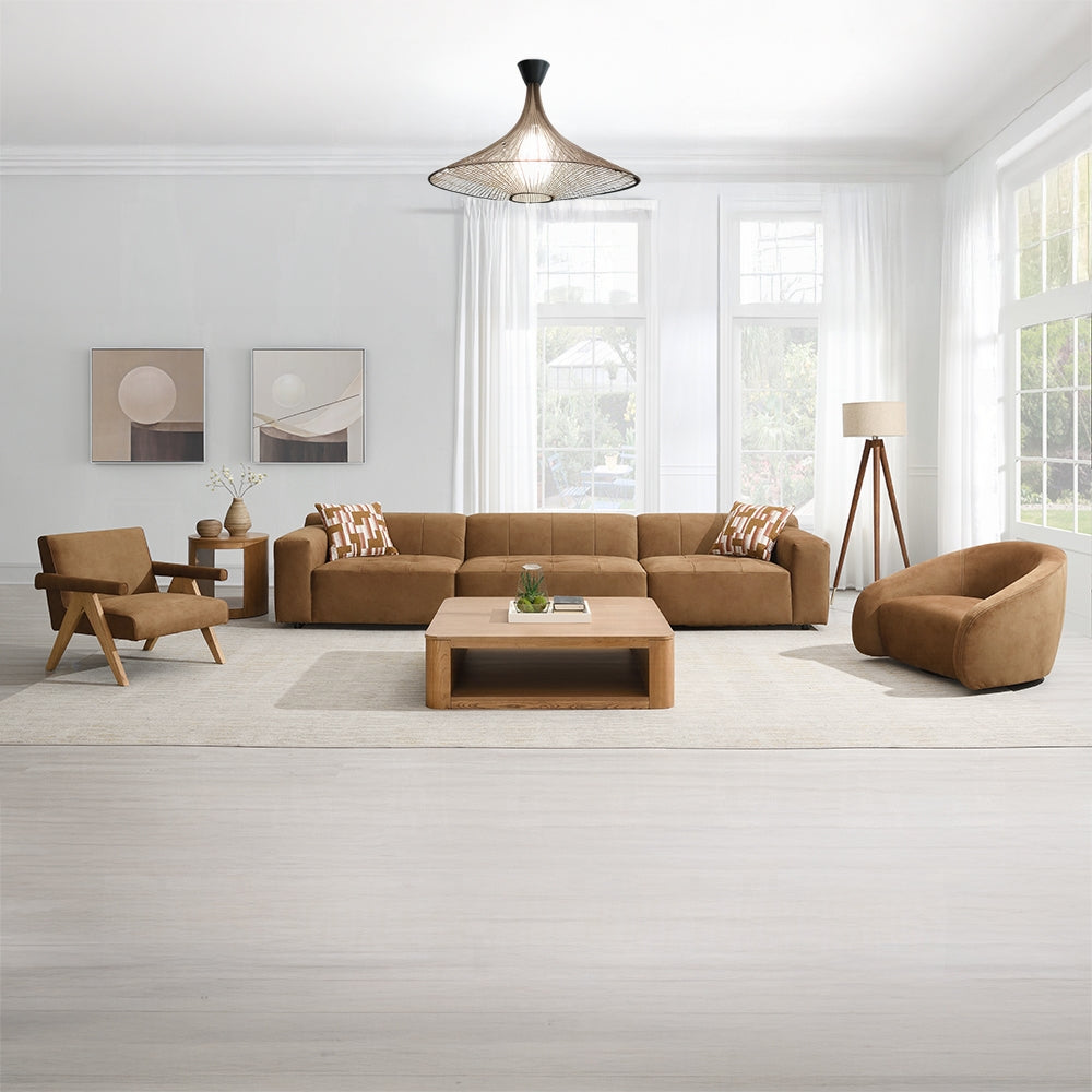 【*ちょこ*】ソファ Zoey Chocolate Suede Modular Sectional – Bradley Home Funishings