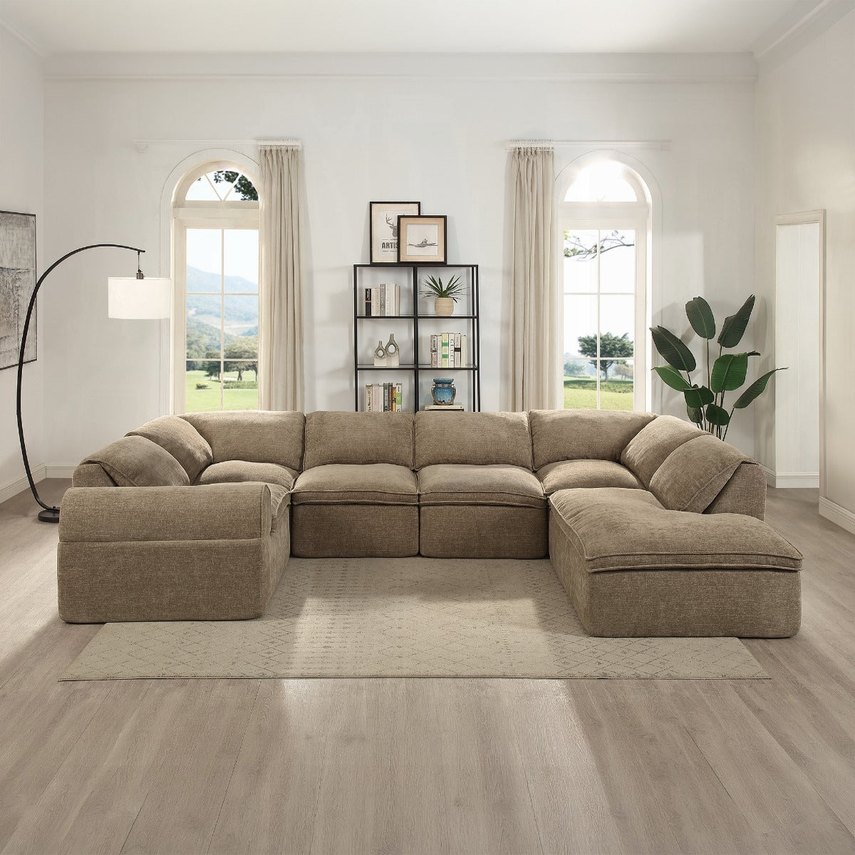 Almano Brown Chenille Modular Sectional