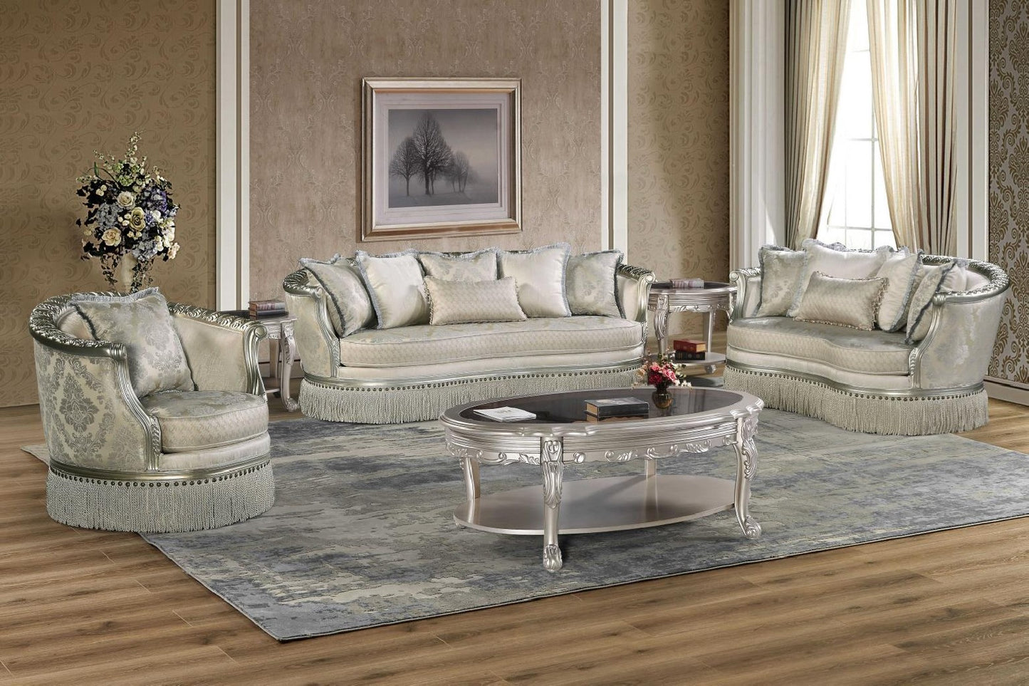 Marigold Champagne Sofa & Loveseat by Cosmos