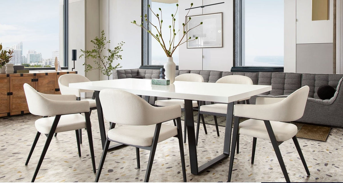 Mirage 80" White Lacquer Table by Diamond Sofa