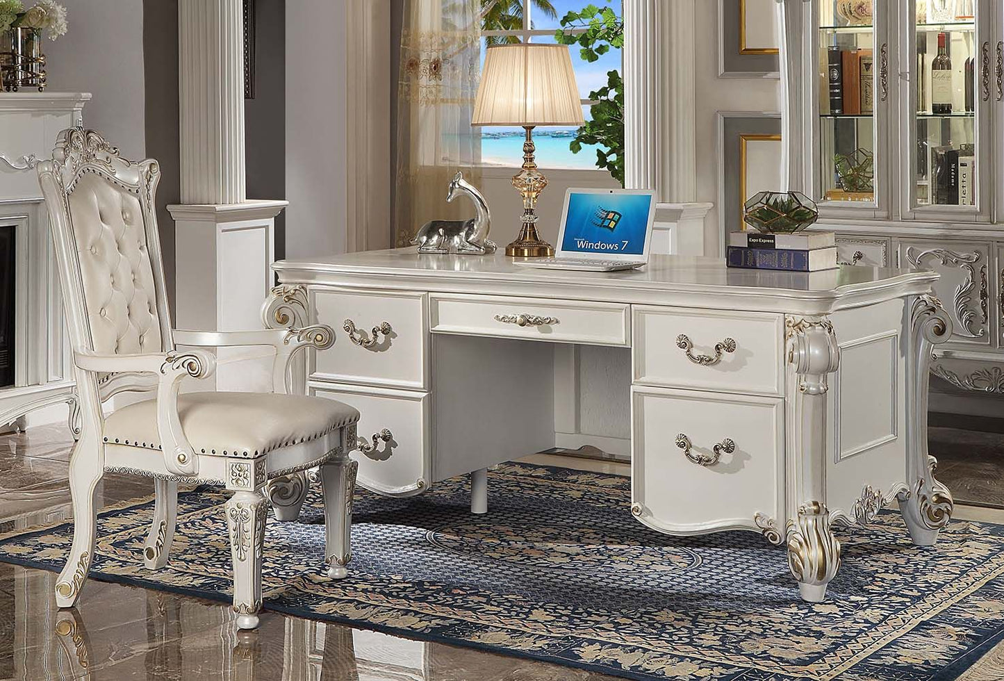 Vendome OF01517 Pearl White Executive Desk Set