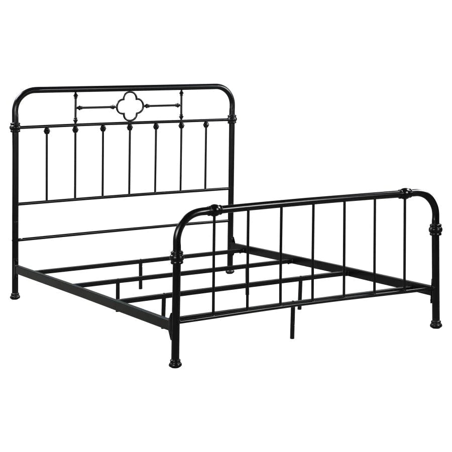 Packlan Matte Black Metal Bed - Vintage Style