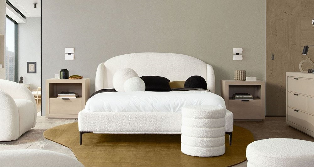 Path White Shearling Platform Bed