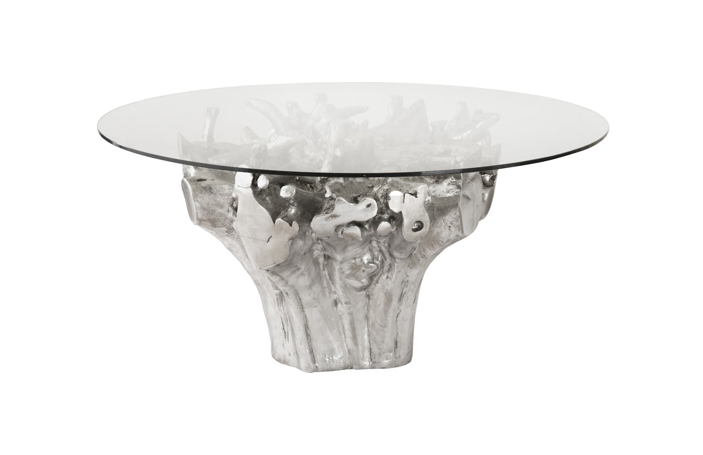 Phillips Collection Cast Root Silver Dining Table Base With Glass