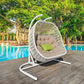 San Juan Outdoor White & Beige Hanging Chair