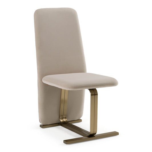 Tasha Modern Light Beige Grey Velvet Chair