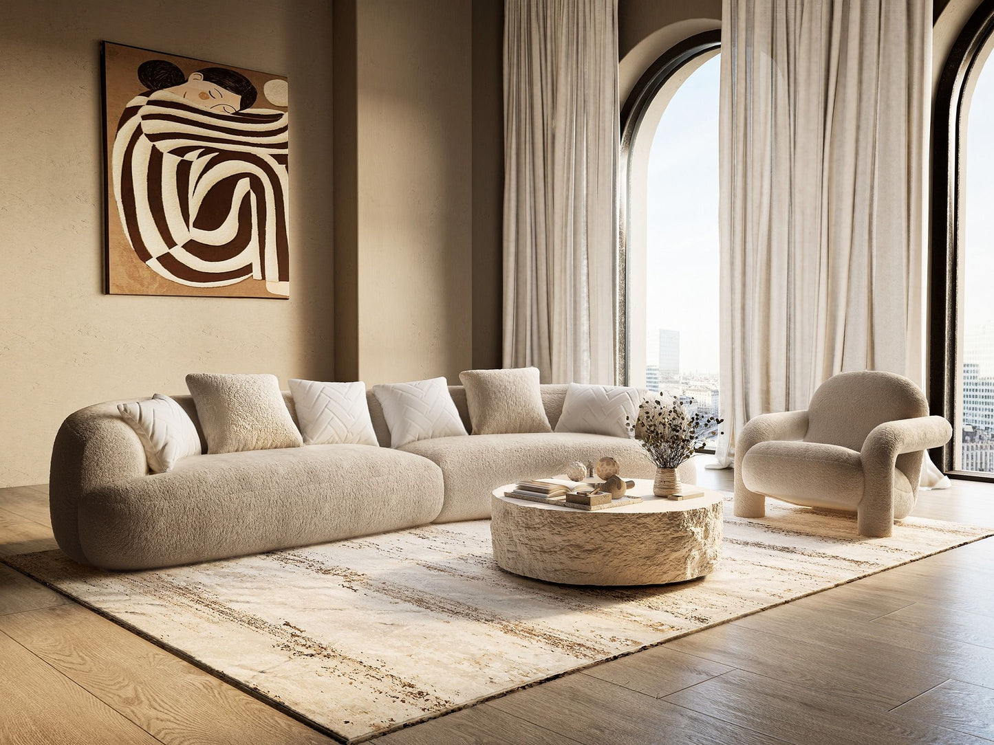 Divani Casa Trevor - Modern Curved Sectional
