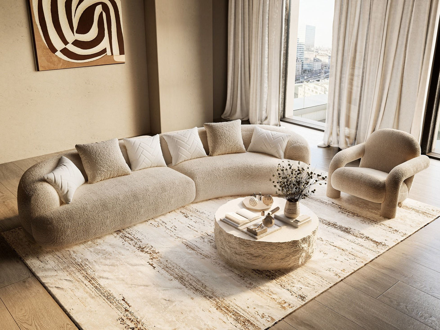 Divani Casa Trevor - Modern Curved Sectional