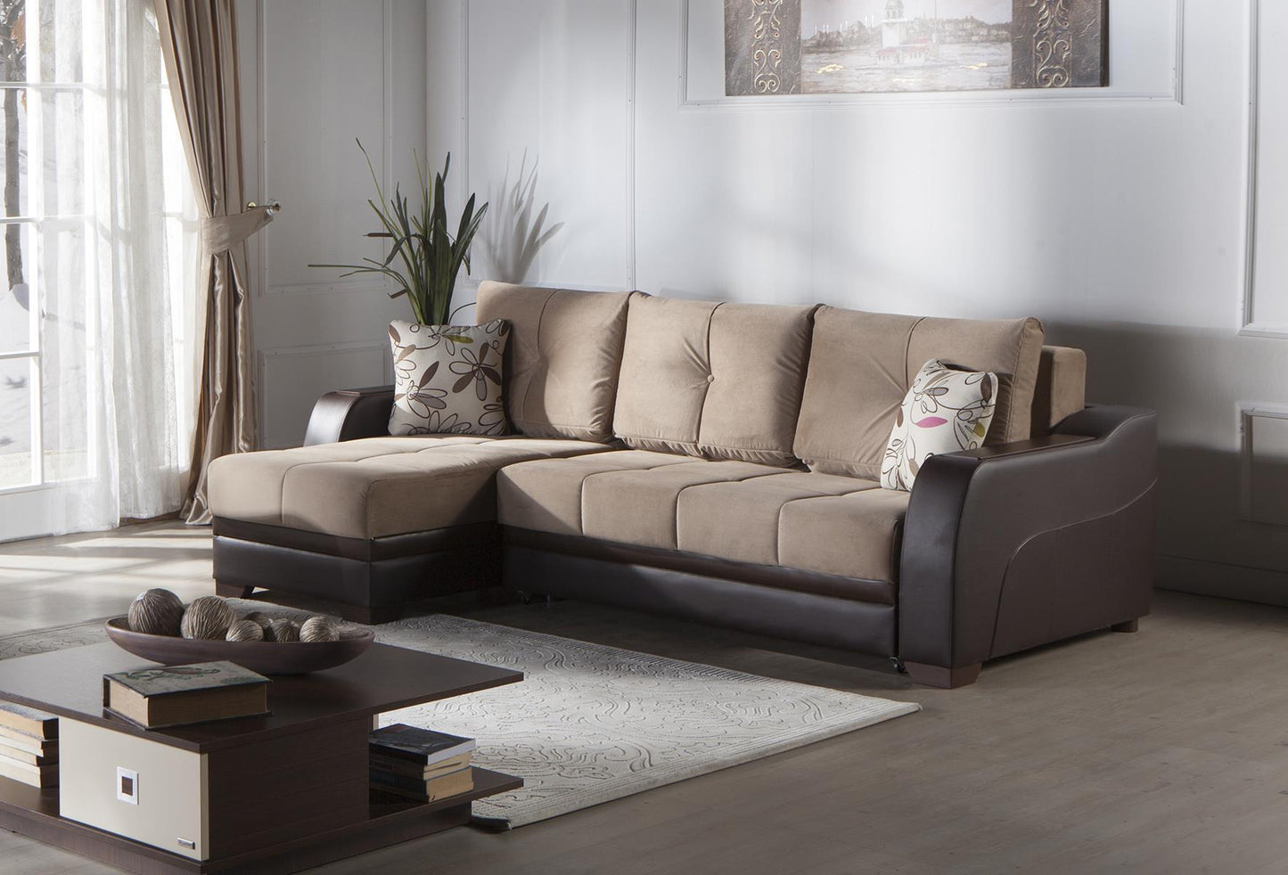 Bellona Ultra Sleeper Sectional Lilyum Vizon