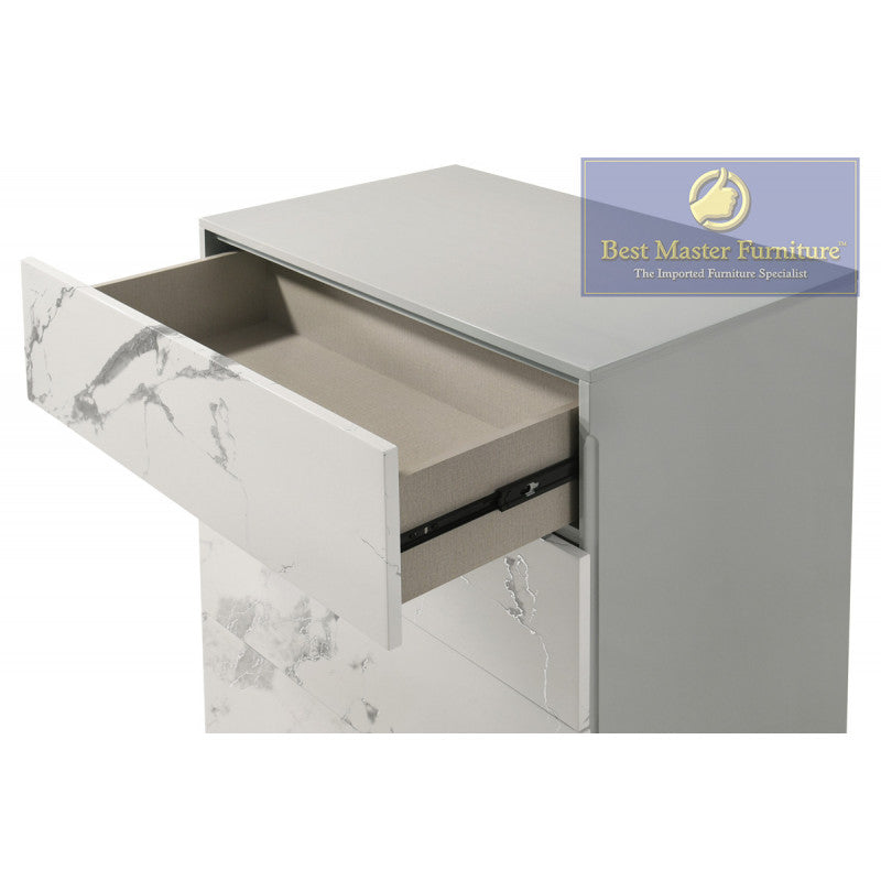 Velasco White Marble 5 Drawer Chest