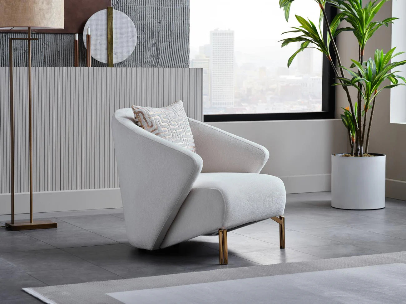 Veronica Warm Cream Accent Chair by Bellona