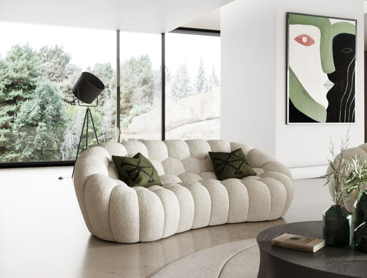 Yolonda Modern Curved Off-White Loveseat
