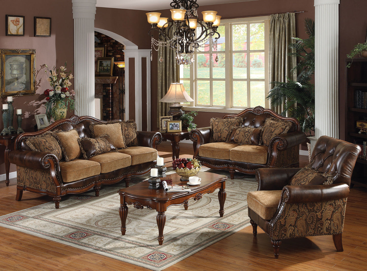 Acme Furniture Dreena Living Room Sofa Group - Leather & Chenille