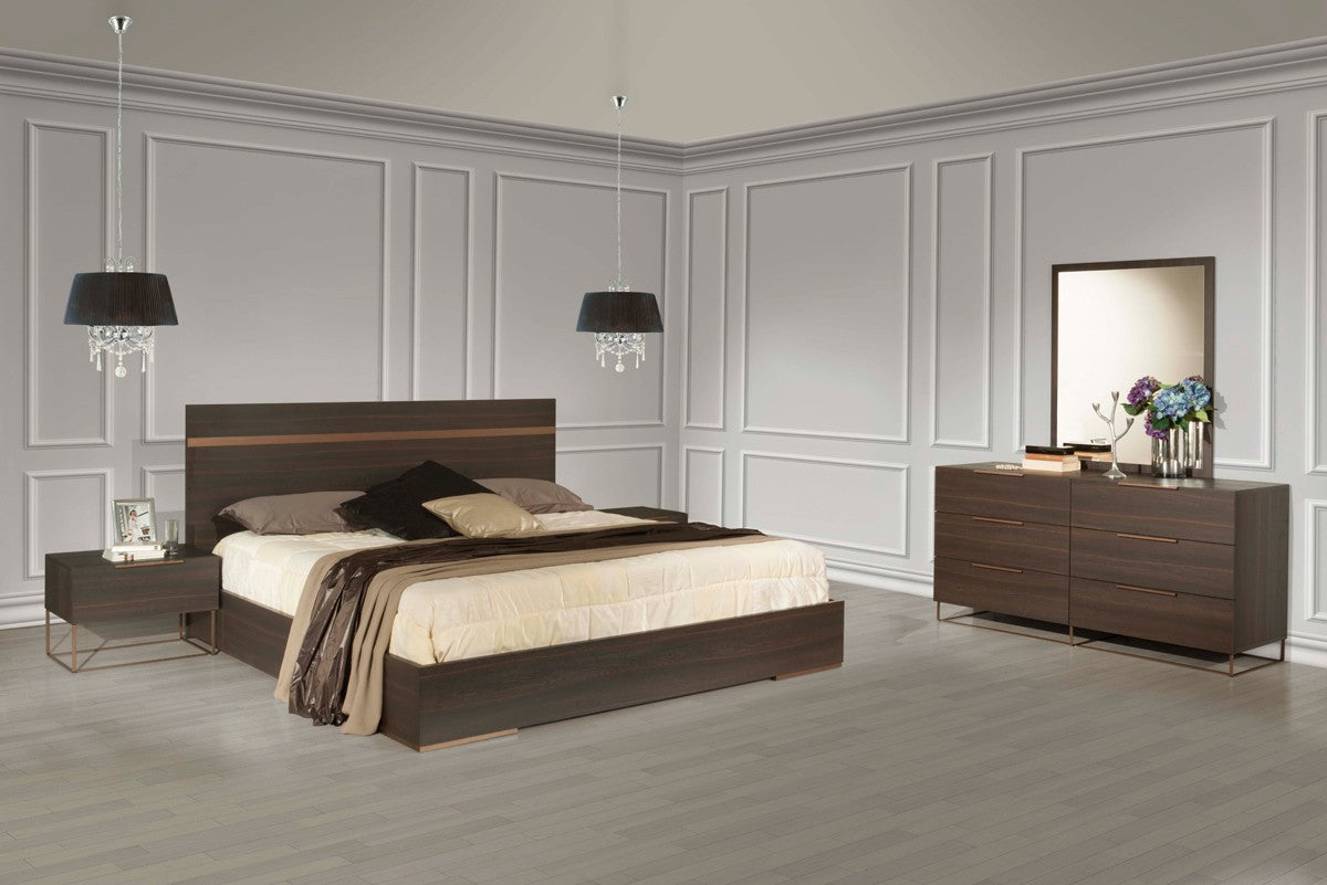 Benzon Italian Modern Dark Rovere Bedroom Set