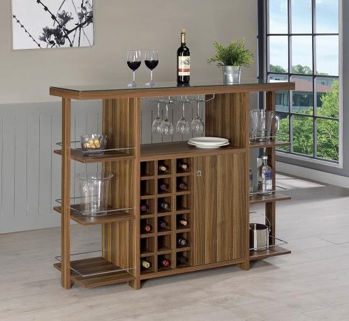 Modern Walnut Bar Unit 100439 - Wine Bottle Storage