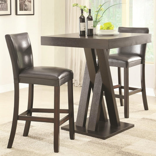 Crisscross 3 Pc Dining Set - Cappuccino Finish