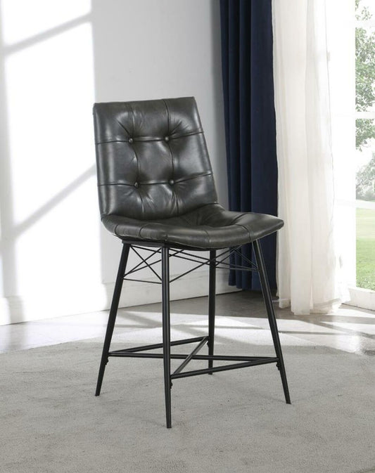 Aiken Upholstered Tufted Brown Stools - Grey