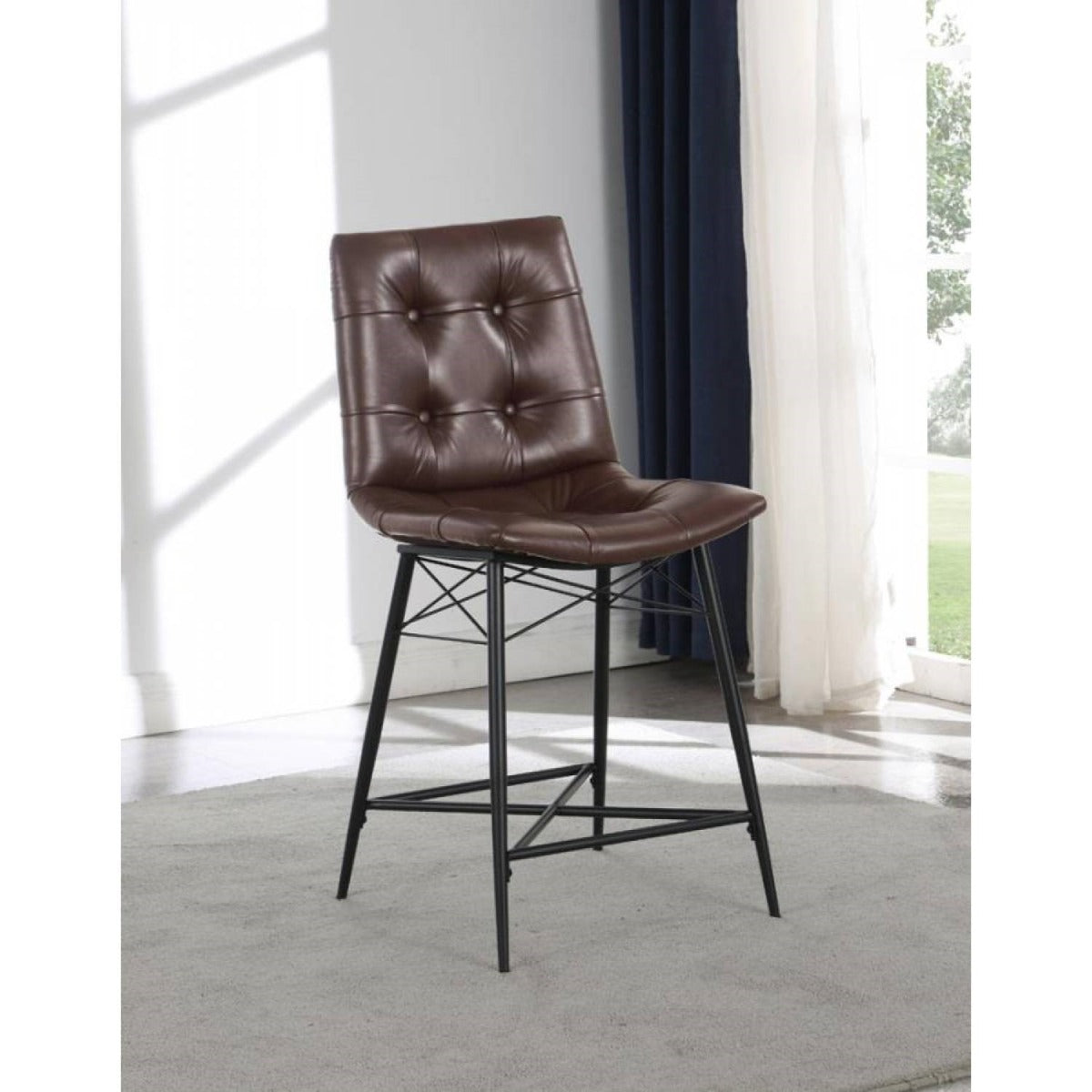 Aiken Upholstered Tufted Brown Stools Brown or Grey