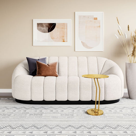 Bhutan Cream Sofa Faux Fur Sherpa by Zuo Modern