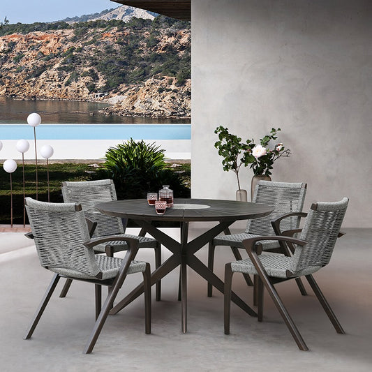 Armen Living Oasis & Brielle Dark Eucalyptus Dining Set