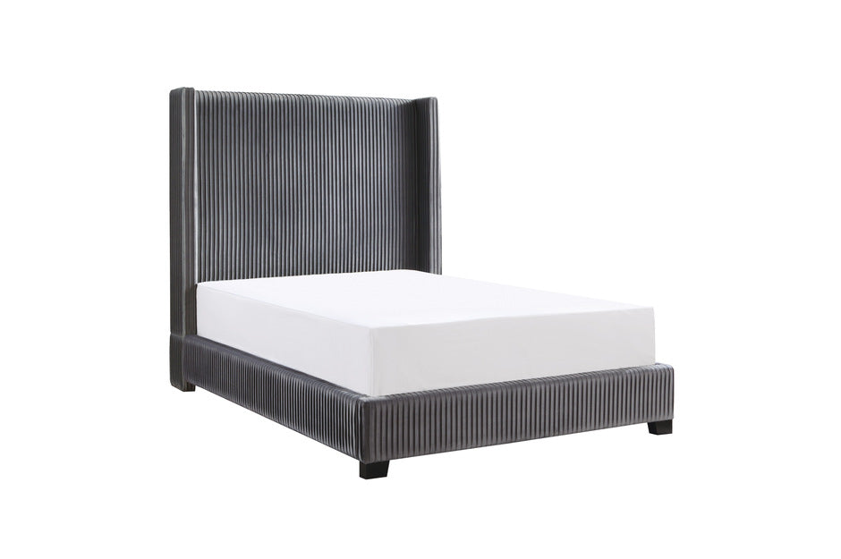 Glenbury Upholstered Gray Velvet Bed by Homelegance
