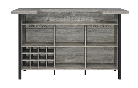 Mueble de bar Bellemore madera flotante gris y negro