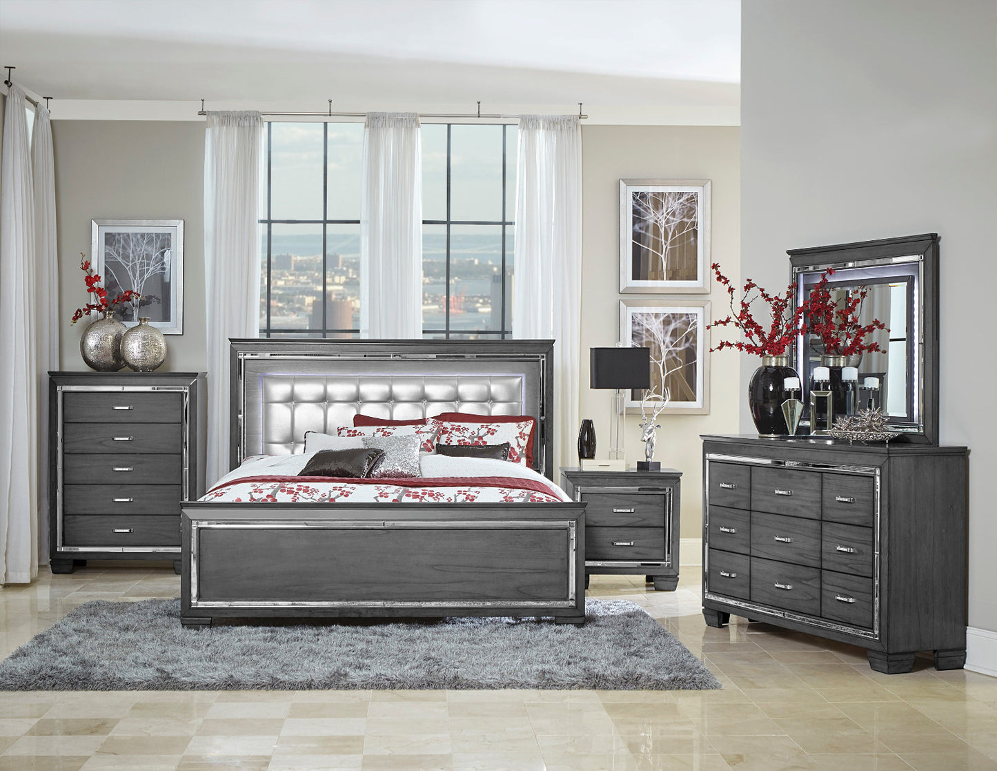 Juego de dormitorio Allura 1916 de 4 piezas - Cama King