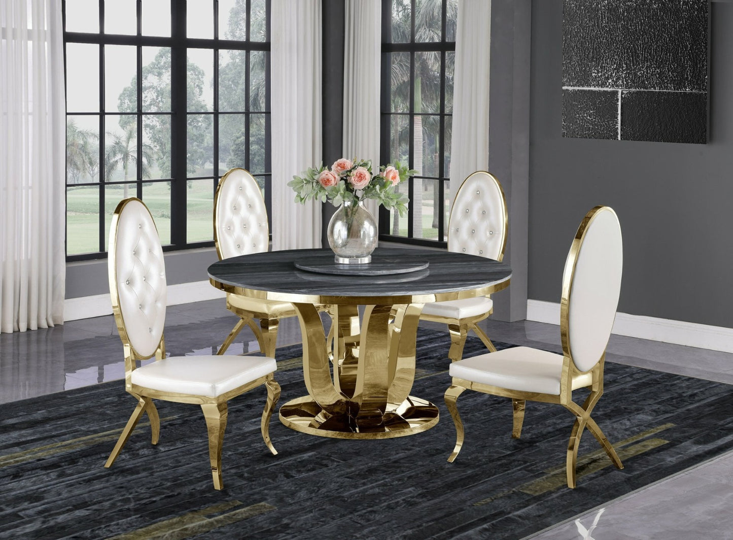 Ambrose Dining Set - White Chairs