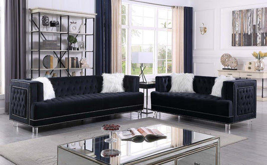 McFerran SF2008 Velvet Sofa & Loveseat - Black or Gray