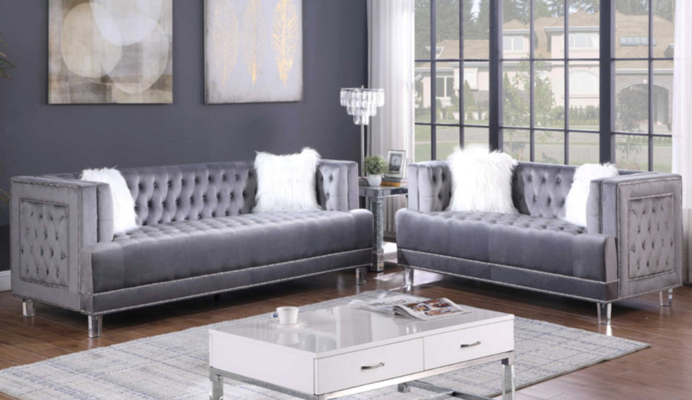 Tarzana 2 Pc Set - Gray Velvet