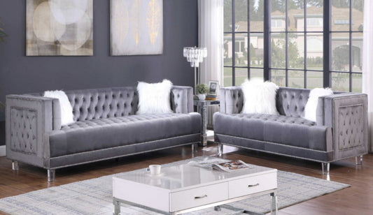 Tarzana 2 Pc Set - Gray Velvet