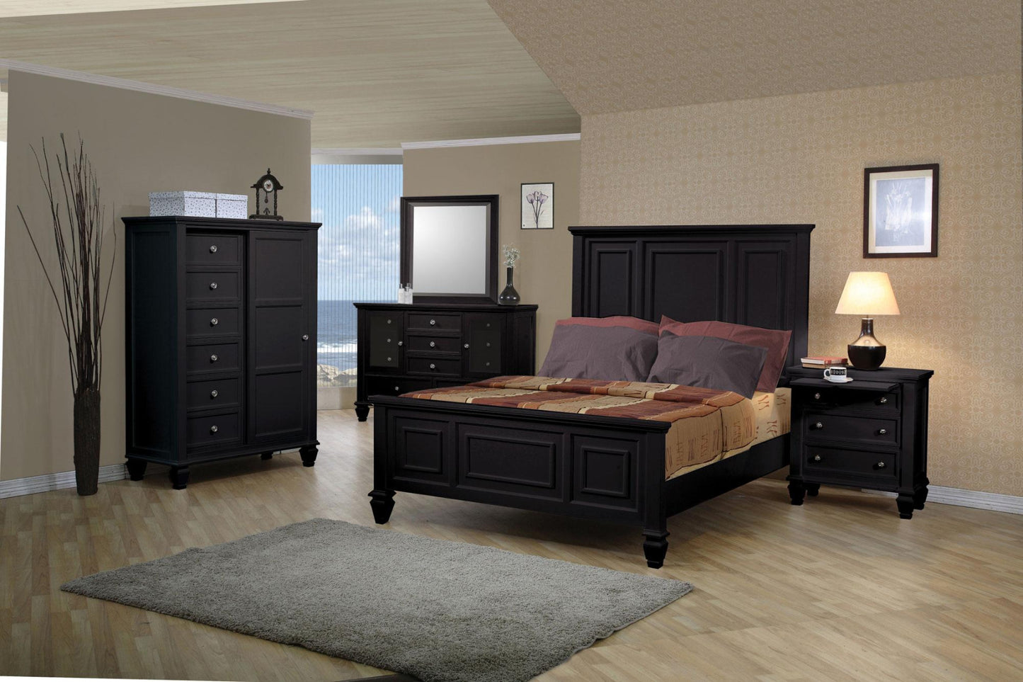 Sandy Beach Bedroom Collection - Black Finish