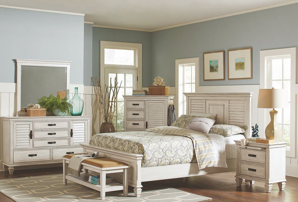 Franco Bedroom Collection - Antique White Finish