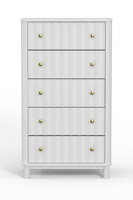 Cómoda blanca de 5 cajones Stapleton