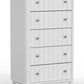 Cómoda blanca de 5 cajones Stapleton