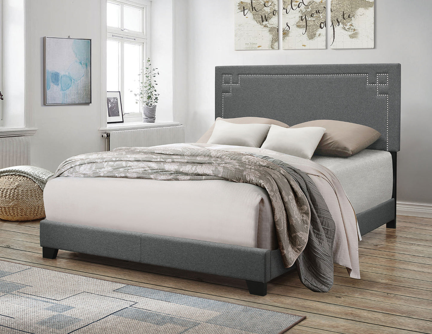 Ishiko II Bed 20910Q - Gray Fabric